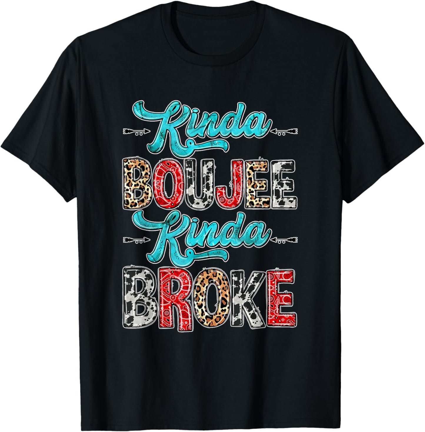 Leopard Kinda Boujee Kinda Broke Sunflowers Western Boujee T-Shirt - T-Shirt | Black