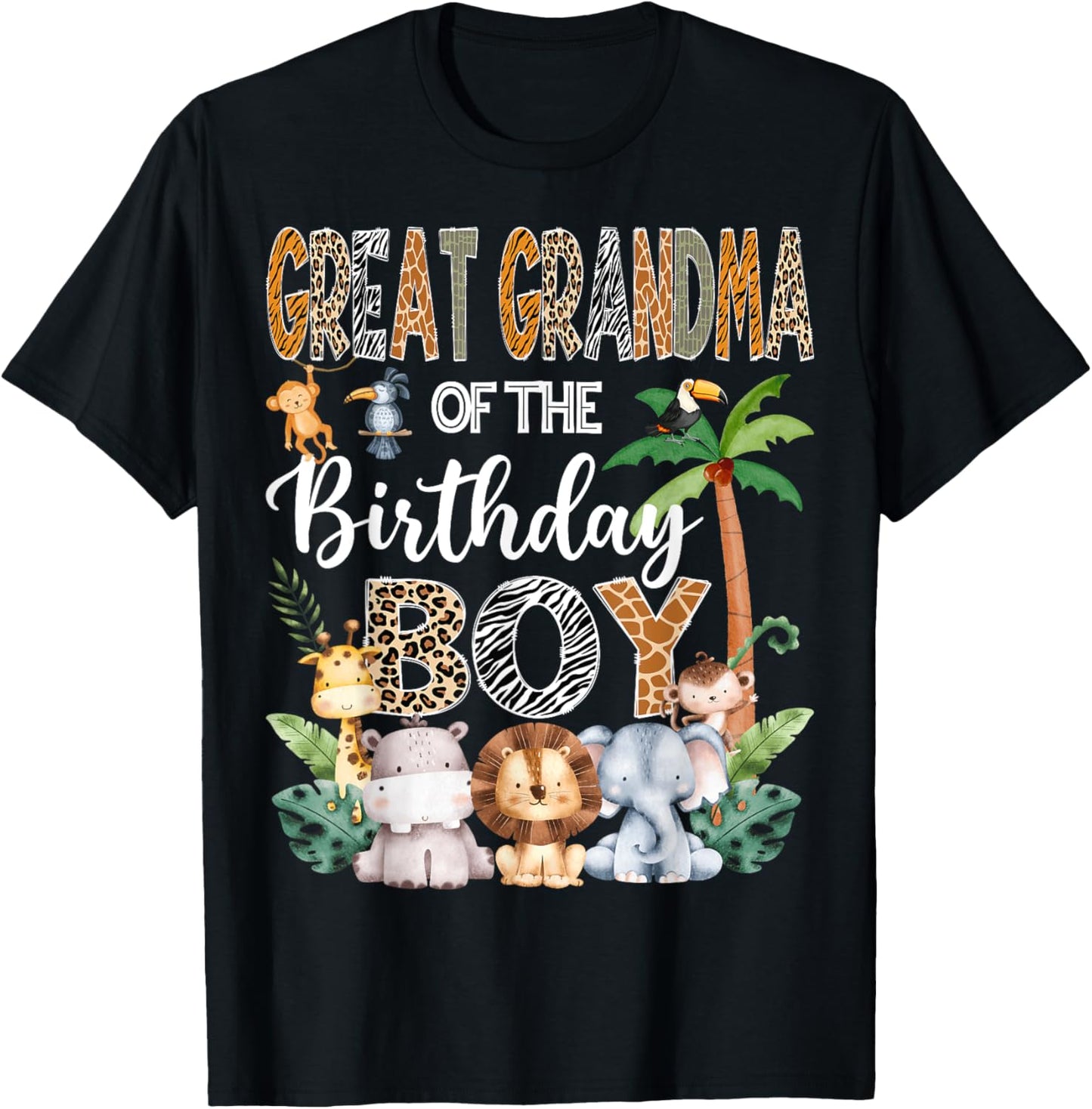Great Grandma Of The Birthday Boy Safari Jungle Bday Party T-Shirt - T-Shirt | Black