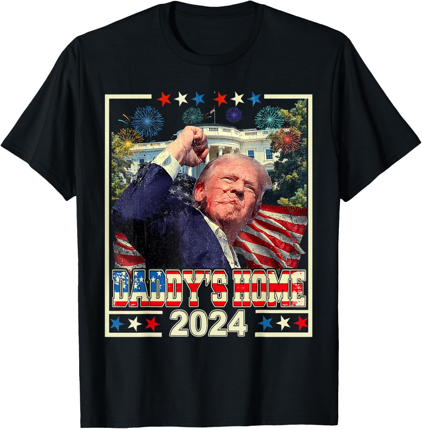 Trump 2024 Take America Back Daddy's Home Trump Pink 2024 T-Shirt - T-Shirt | Black