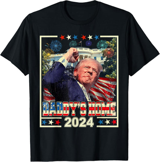 Trump 2024 Take America Back Daddy's Home Trump Pink 2024 T-Shirt - T-Shirt | Black