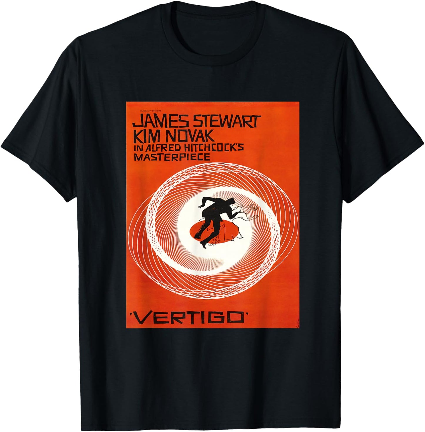Vertigo Vintage Movie Poster, Noir Thriller Acrophobia Film T-Shirt - T-Shirt | Black
