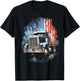 Truck Driver Patriotic American Flag Trucker Semi Driver USA T-Shirt - T-Shirt | Black