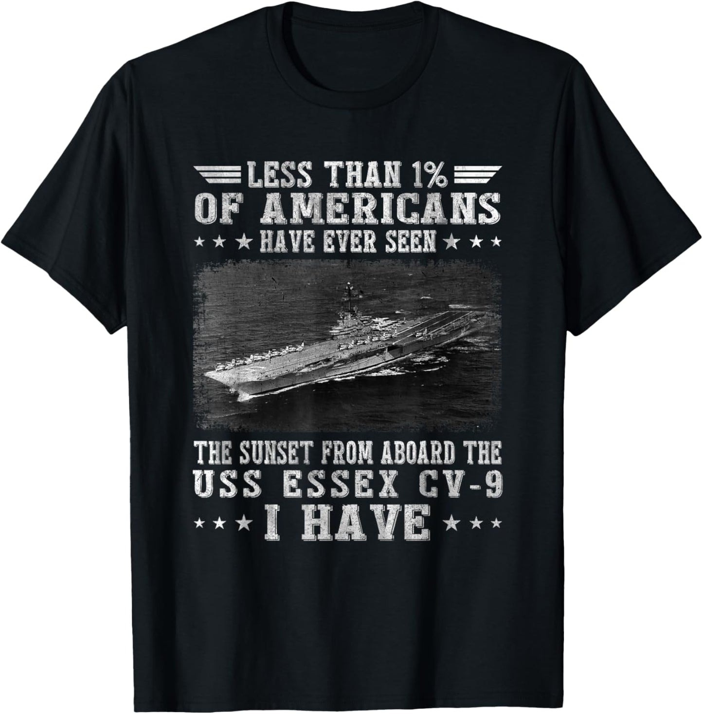 USS Essex CV-9 Aircraft Carrier Sailor Veterans Day Papa T-Shirt - T-Shirt | Black