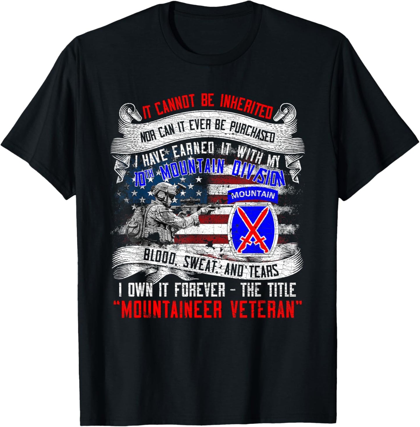 10th Mountain Division Fort Drum New York Climb to Glory T-Shirt - T-Shirt | Black