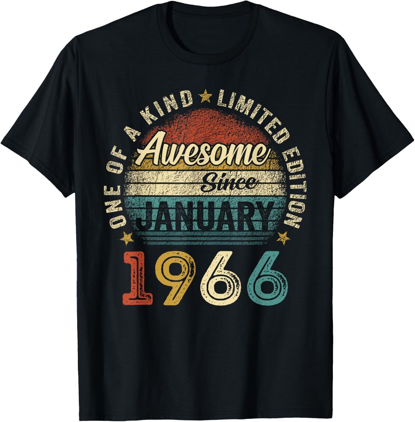 Awesome since January 1966 60 Year Old 60th Birthday Men Dad T-Shirt - T-Shirt | Black