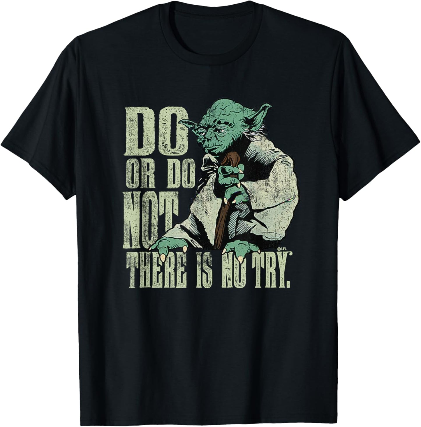 Star Wars Yoda Do or Do Not There is No Try Vintage Style T-Shirt - T-Shirt | Black