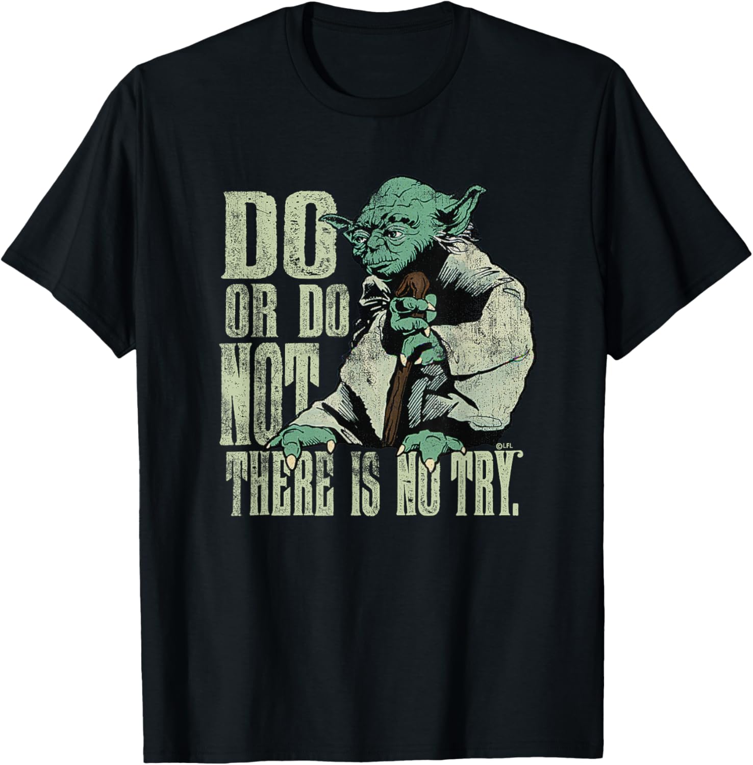 Star Wars Yoda Do or Do Not There is No Try Vintage Style T-Shirt - T-Shirt | Black
