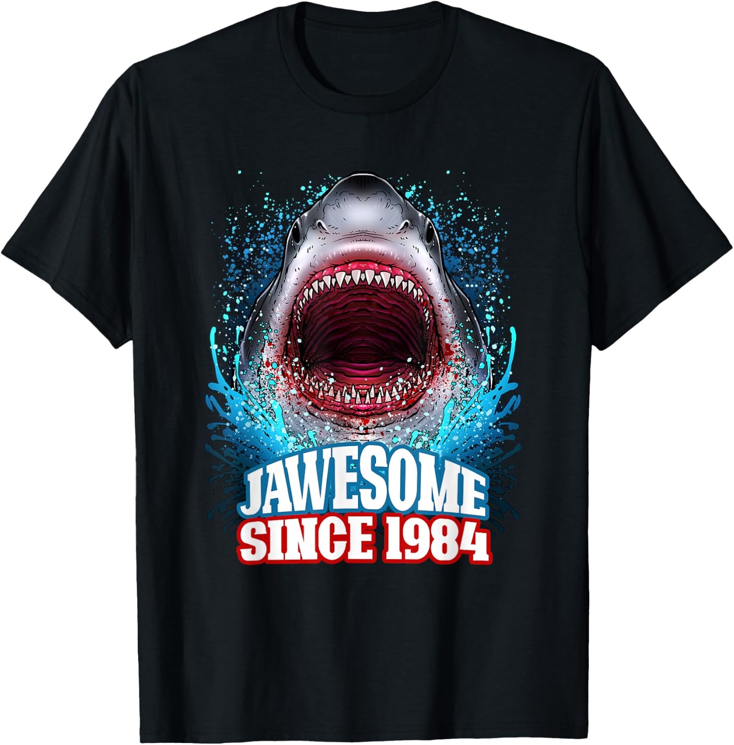 41st Birthday Jawesome Since 1984 Shark 41 Years Old T-Shirt - T-Shirt | Black