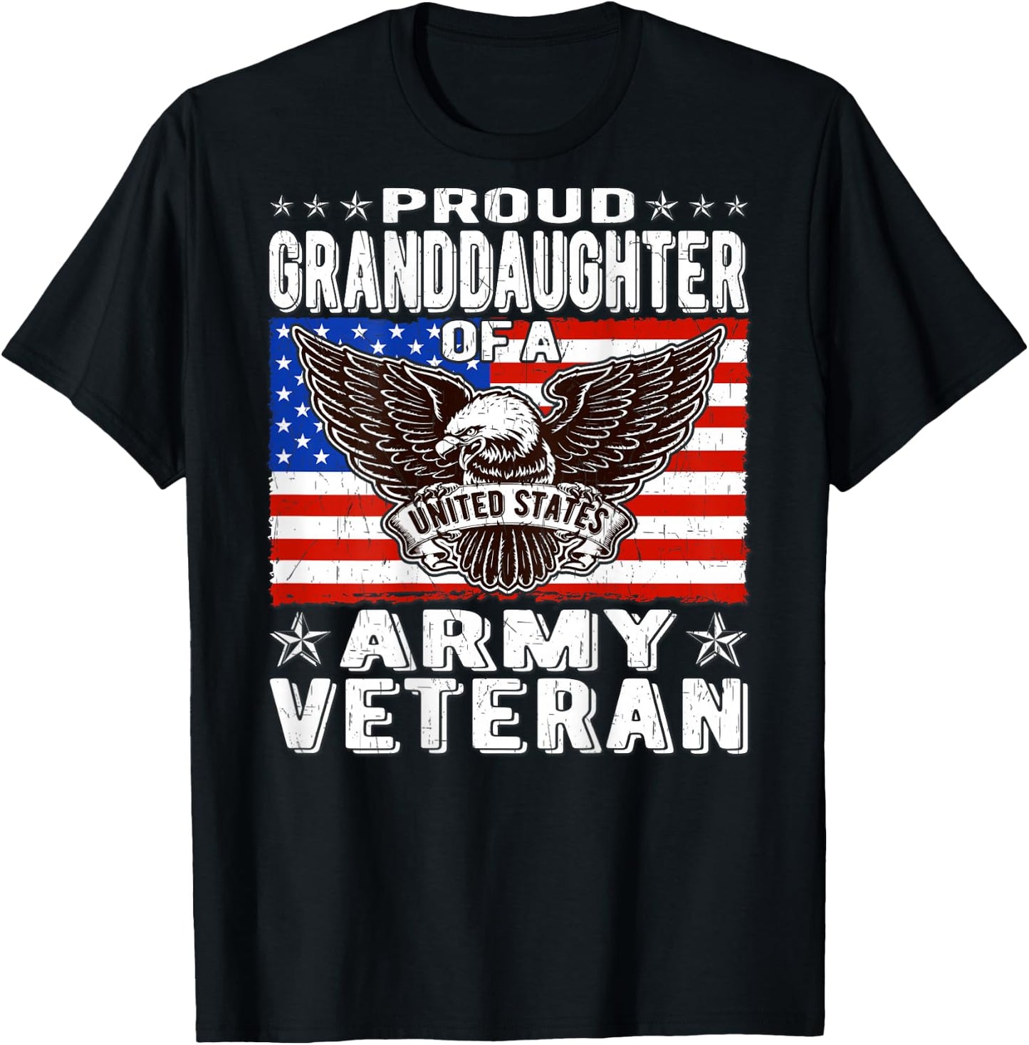 Proud Granddaughter Of Army Veteran Patriotic Military Gift Kids Men T-Shirt - T-Shirt | Black