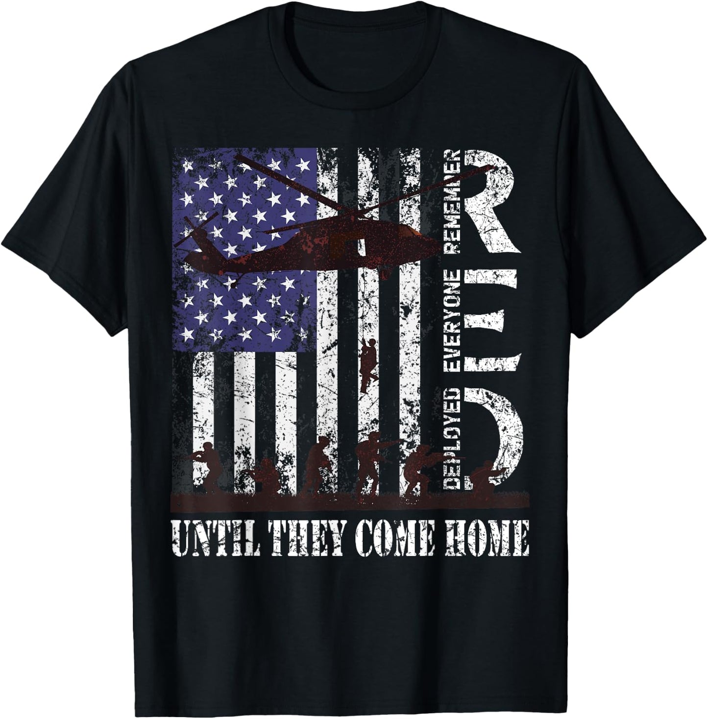 RED Friday Remember Everyone Deployed US Flag Army Vintage T-Shirt - T-Shirt | Black