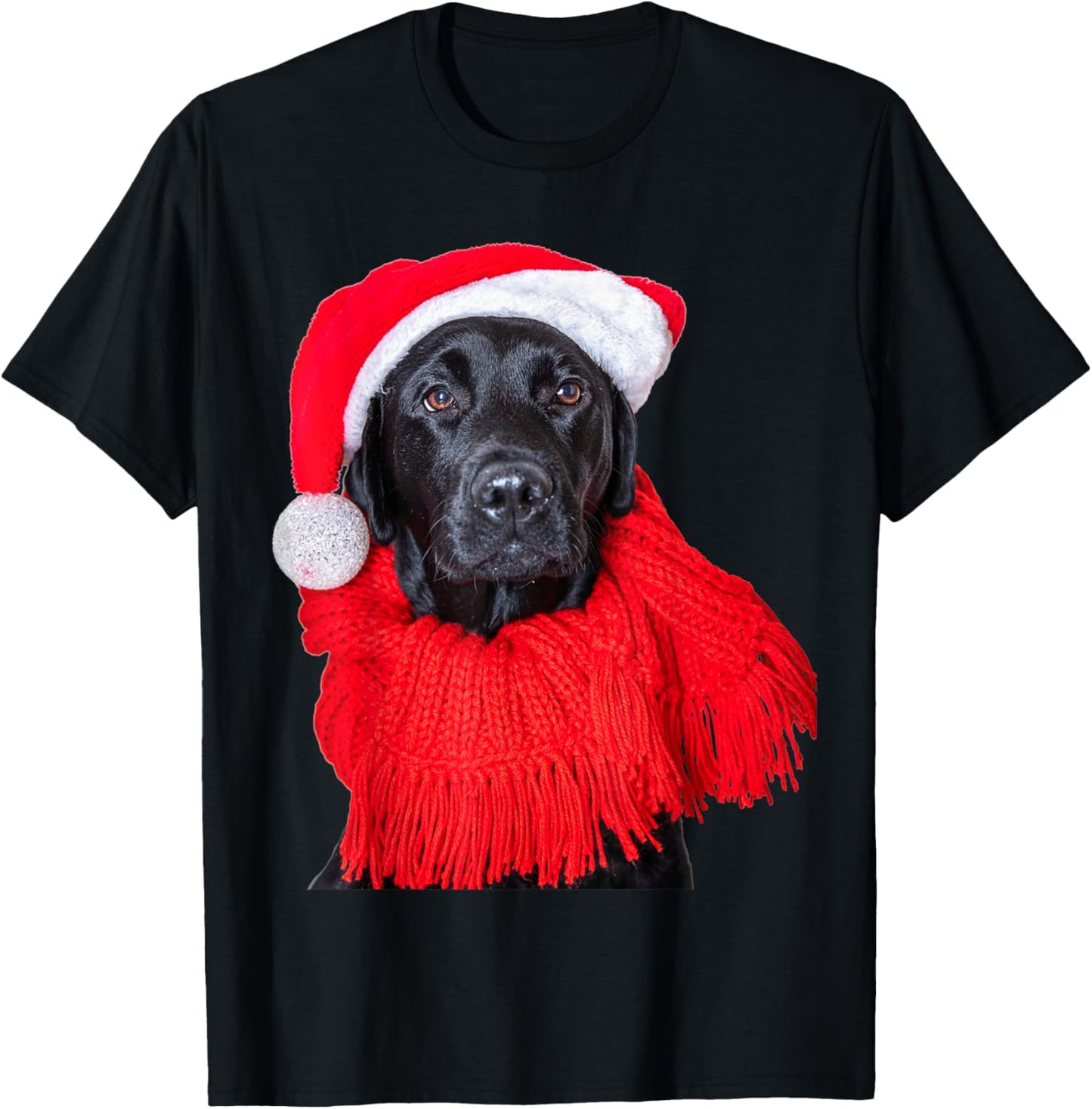 Black Lab Santa Hat Image Christmas Dog Labrador Retriever Men Women Kids T-Shirt - T-Shirt | Black