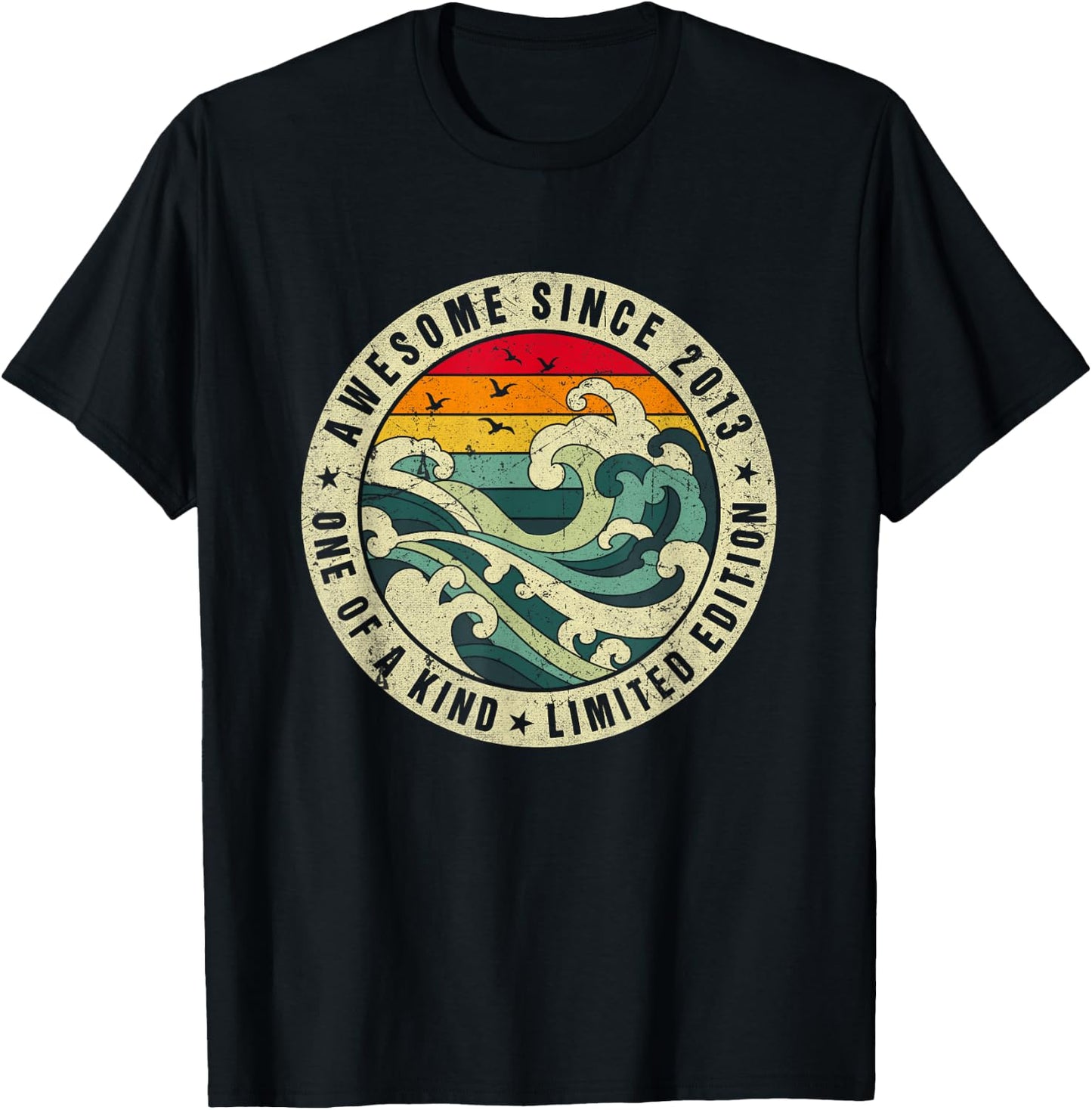 BORN 10 Year Old Gift Vintage Awesome Since 2013 Limited Edition Kids Retro - Black, Small T-Shirt - T-Shirt | Black