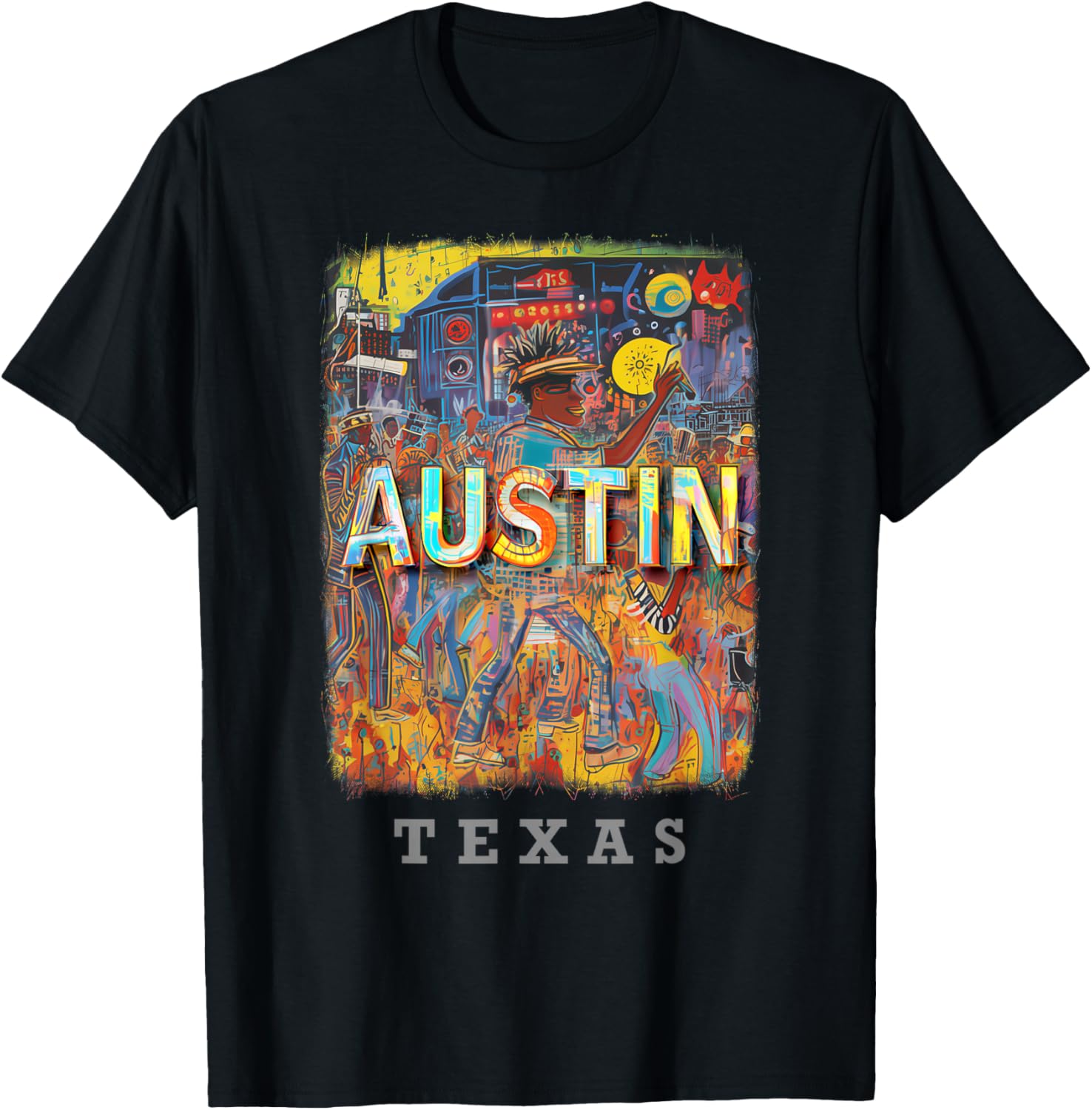 Austin Texas TX Live Music Scene SD706 T-Shirt - T-Shirt | Black