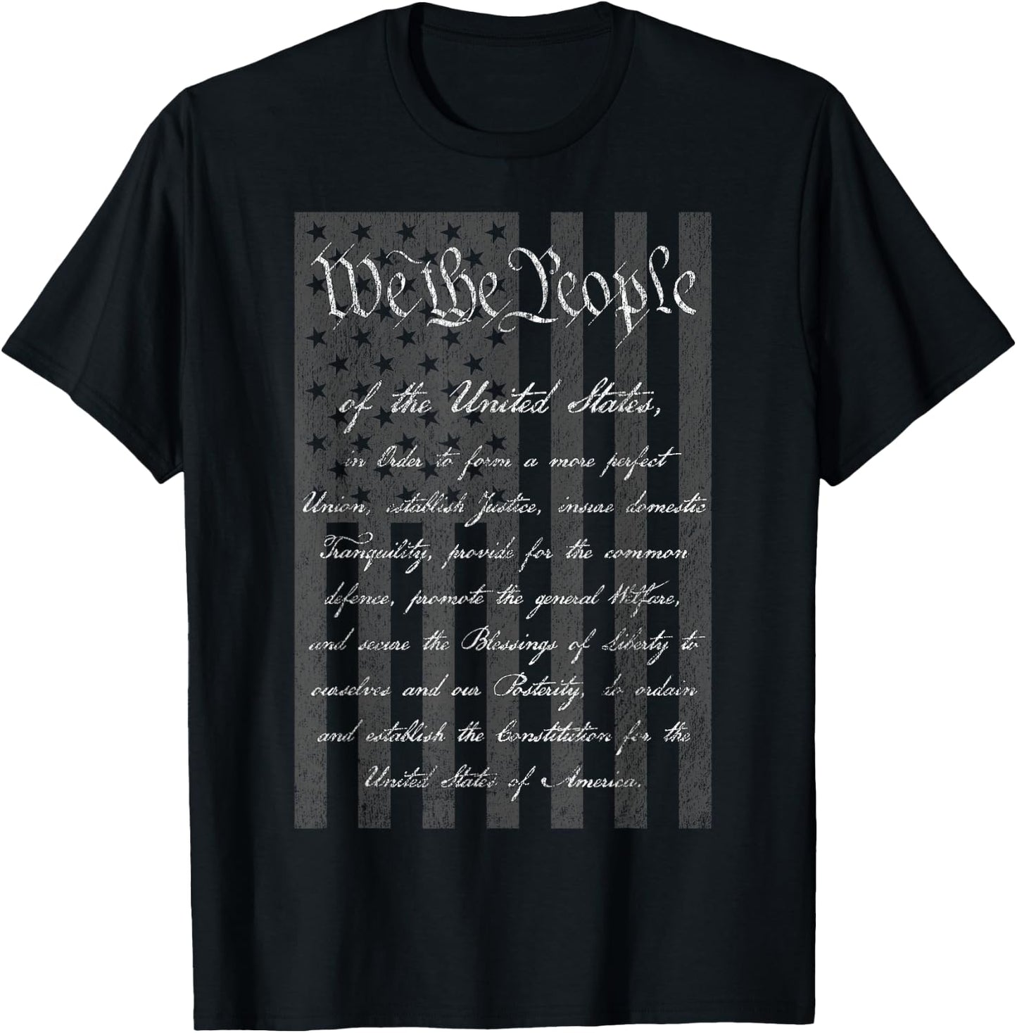 We the People Us Constitution Preamble United States Flag T-Shirt - T-Shirt | Black