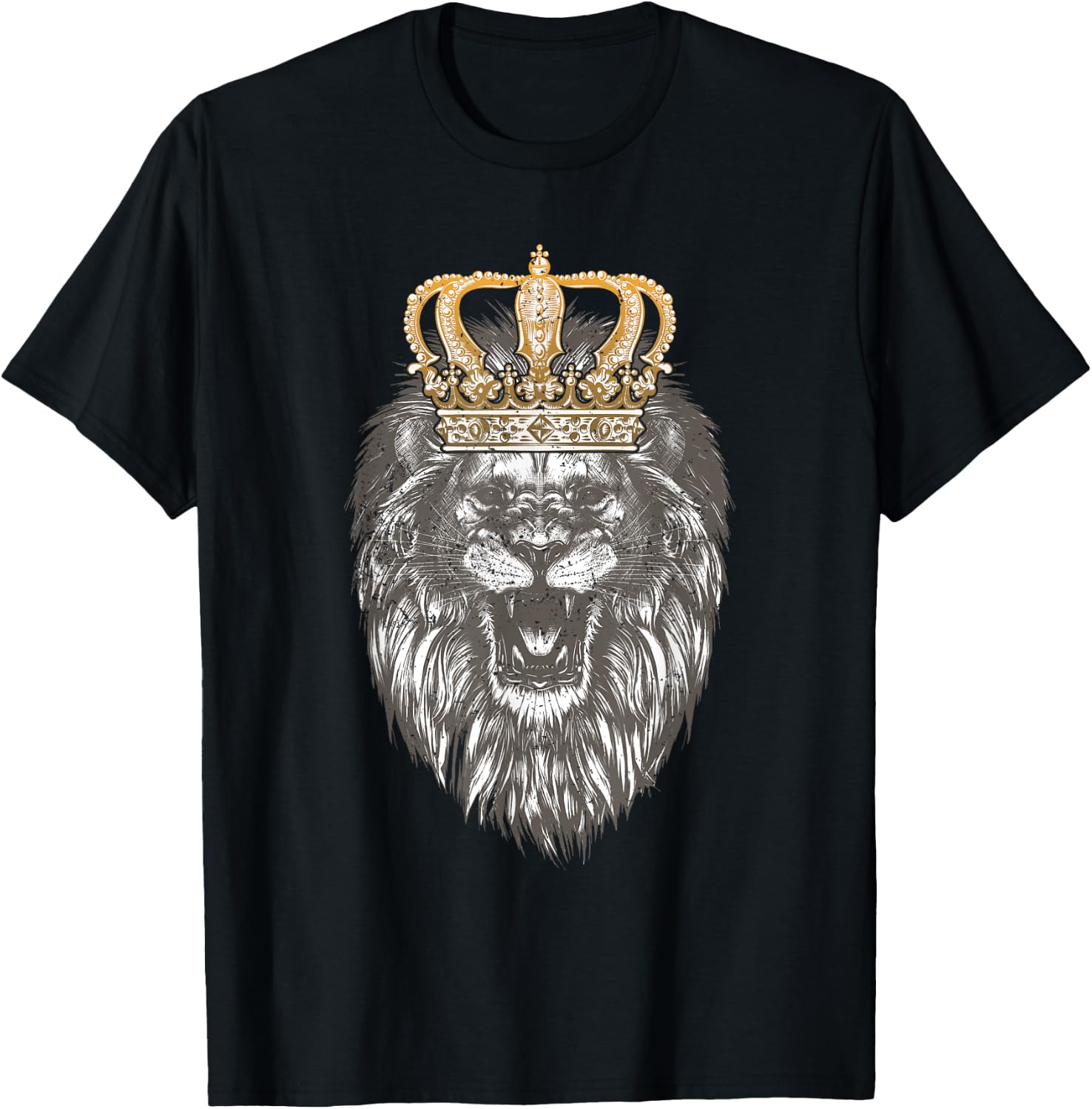 Animal King Portrait Crown Lion T-Shirt - T-Shirt | Black