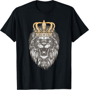 Animal King Portrait Crown Lion T-Shirt - T-Shirt | Black