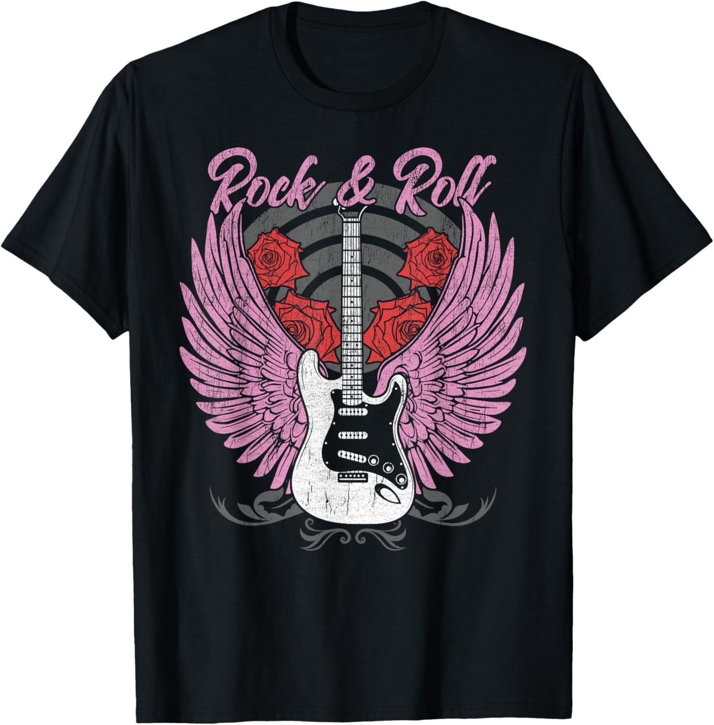Rock and Roll Guitar Vintage ROCK Women Music T-Shirt - T-Shirt | Black