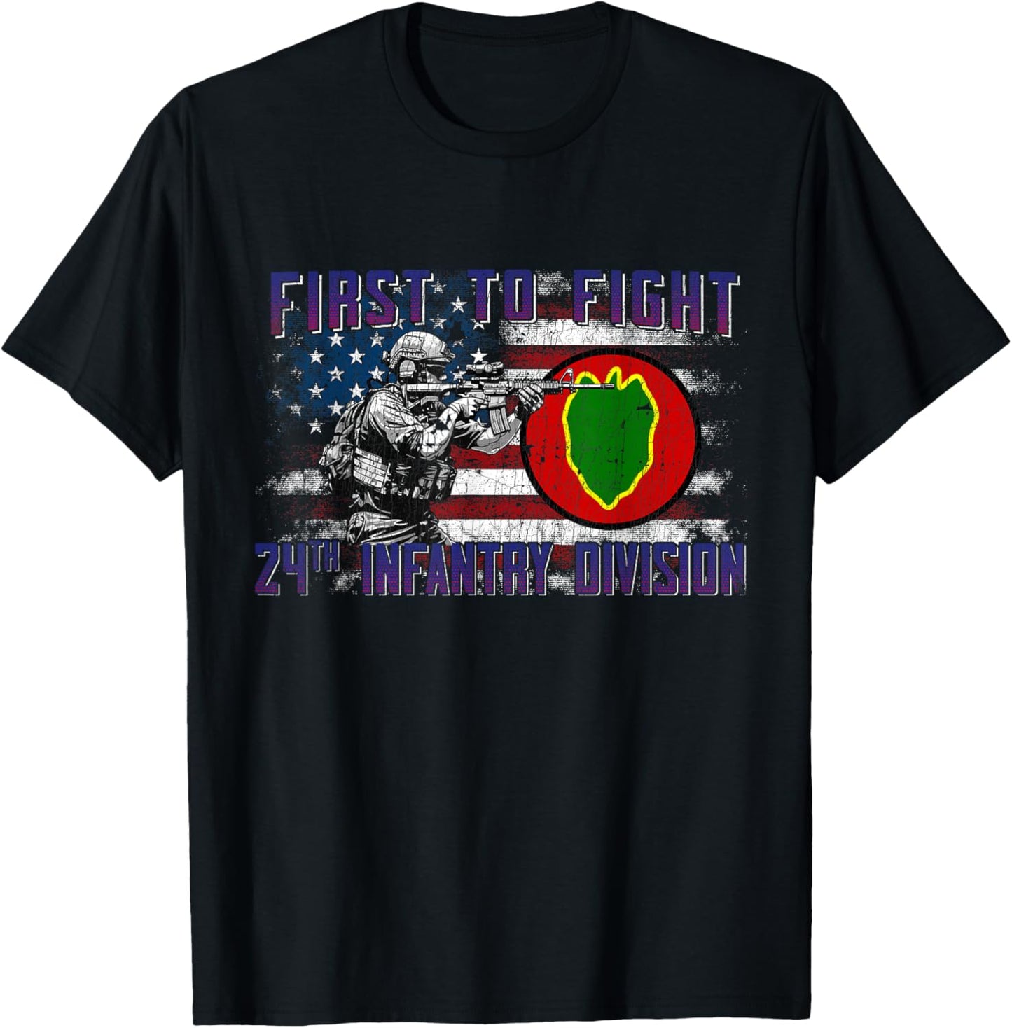 24th Infantry Division 24 ID First to Fight Victory Division T-Shirt - T-Shirt | Black