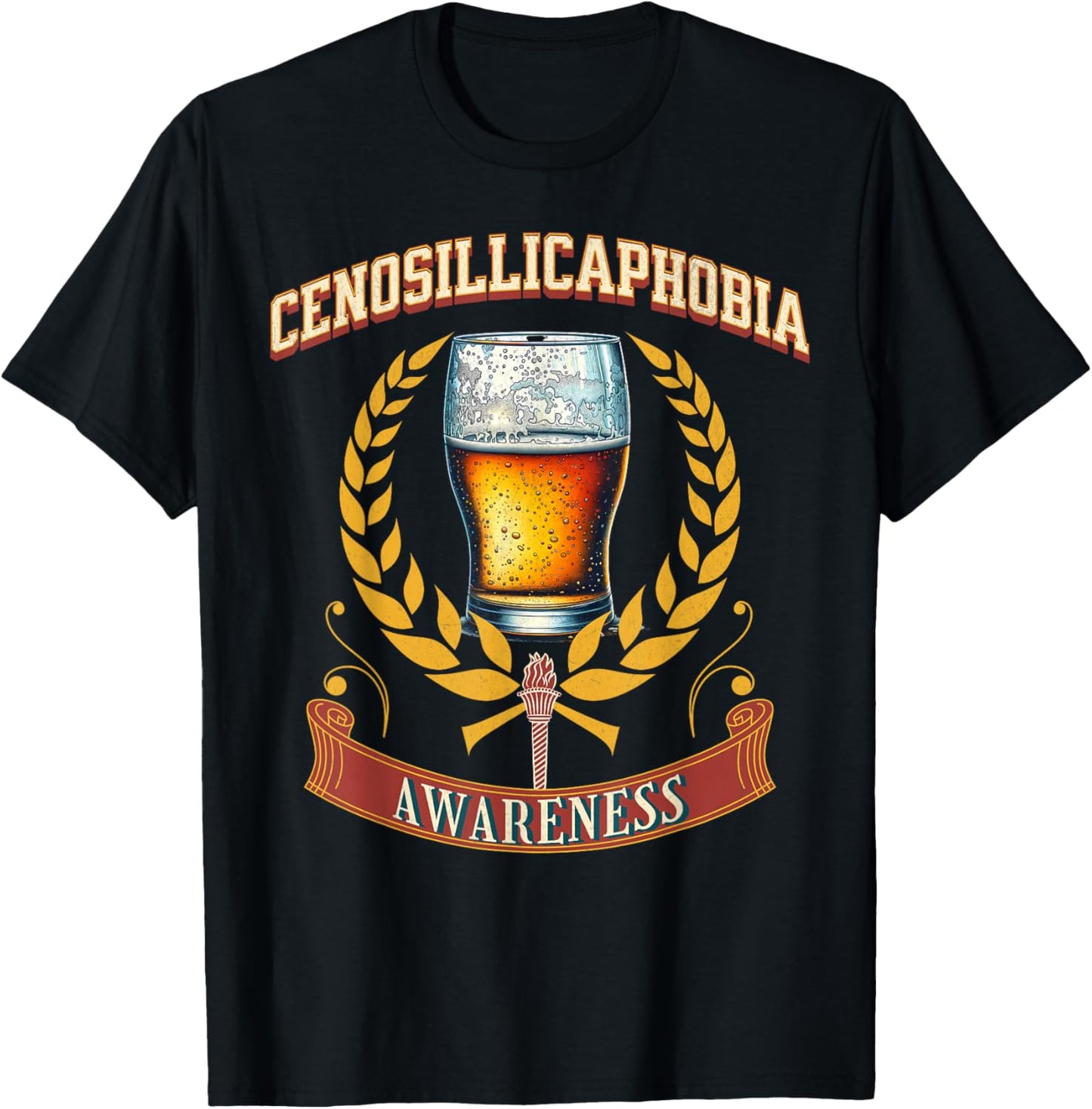 Cenosillicaphobia Alert - Empty Glass Ahead T-Shirt - T-Shirt | Black