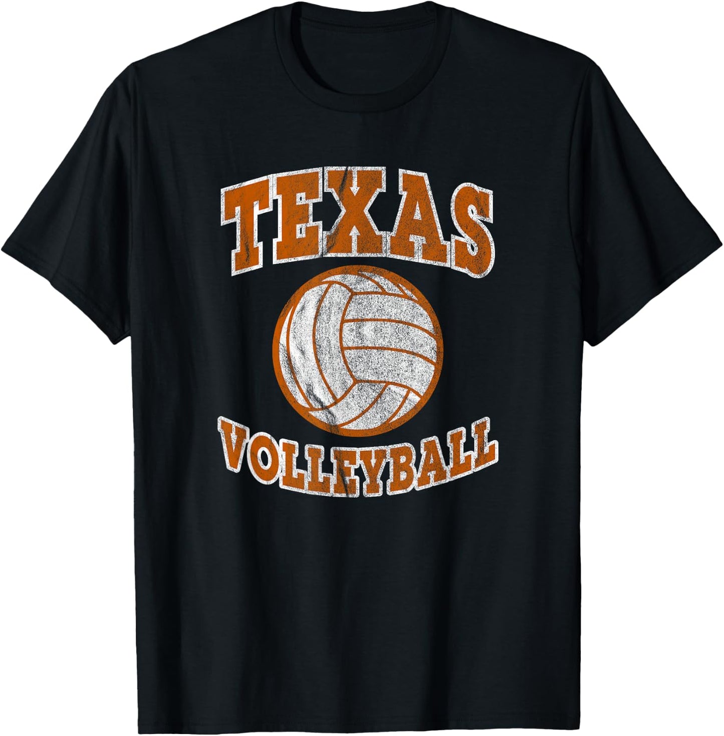 Texas Volleyball Vintage Distressed T-Shirt - T-Shirt | Black