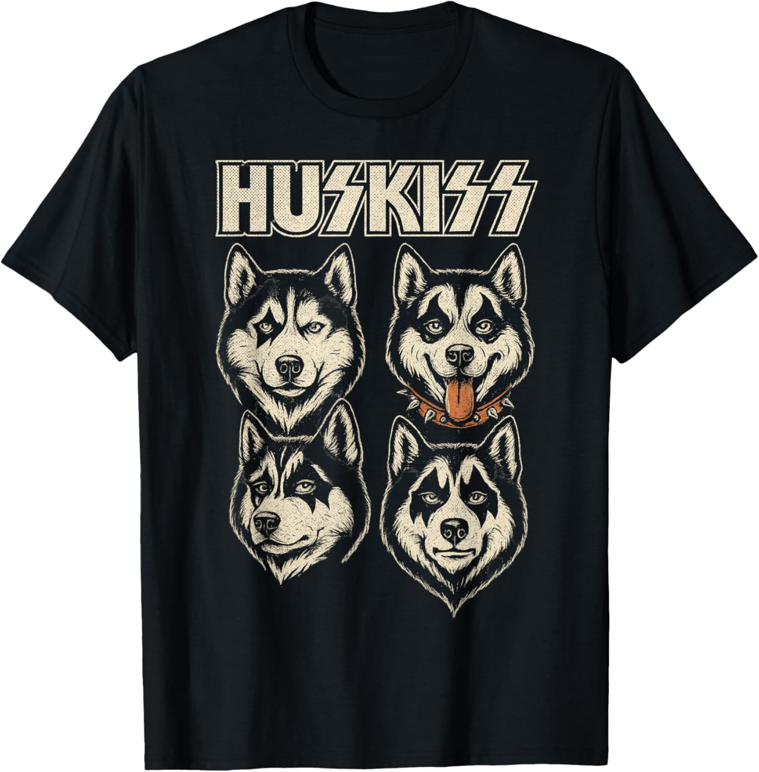 Huskiss Funny Husky Dog Rock Music Lover Men Women T-Shirt - T-Shirt | Black