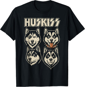 Huskiss Funny Husky Dog Rock Music Lover Men Women T-Shirt - T-Shirt | Black