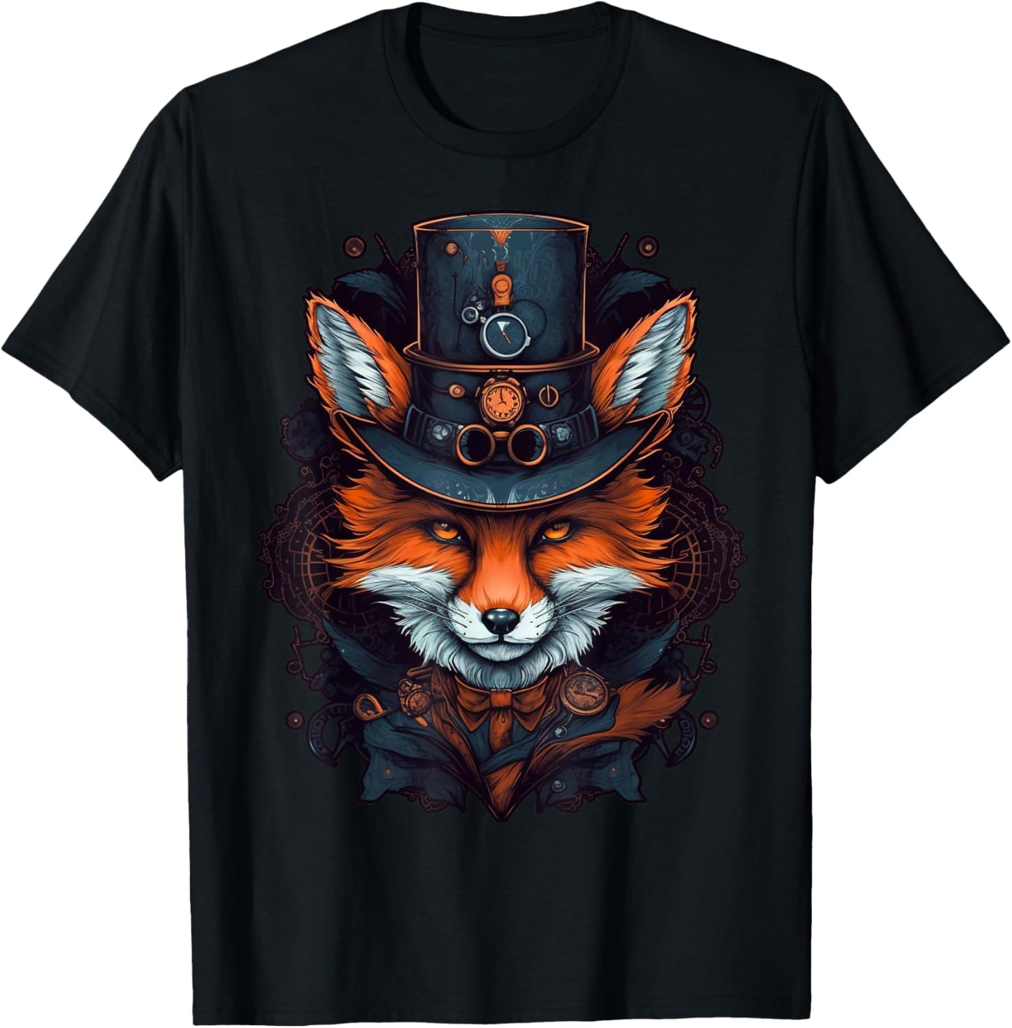 Steampunk Fox T-Shirt - T-Shirt | Black