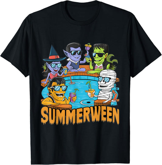 Summerween Halloween Spooky Monster Women Kids T-Shirt - T-Shirt | Black