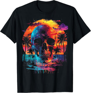 Tropic Skull Drip | Men Women (S-6XL) | Graphic T-Shirt - T-Shirt | Black