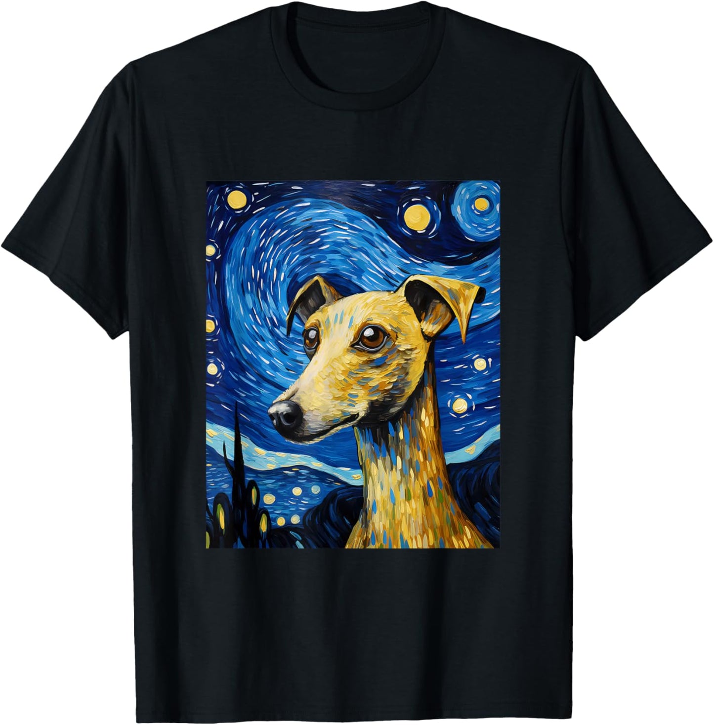 Italian Greyhound Starry Night Van Gogh T-Shirt - T-Shirt | Black