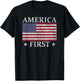 America First USA American Flag Patriot Stars and Stripes T-Shirt - T-Shirt | Black