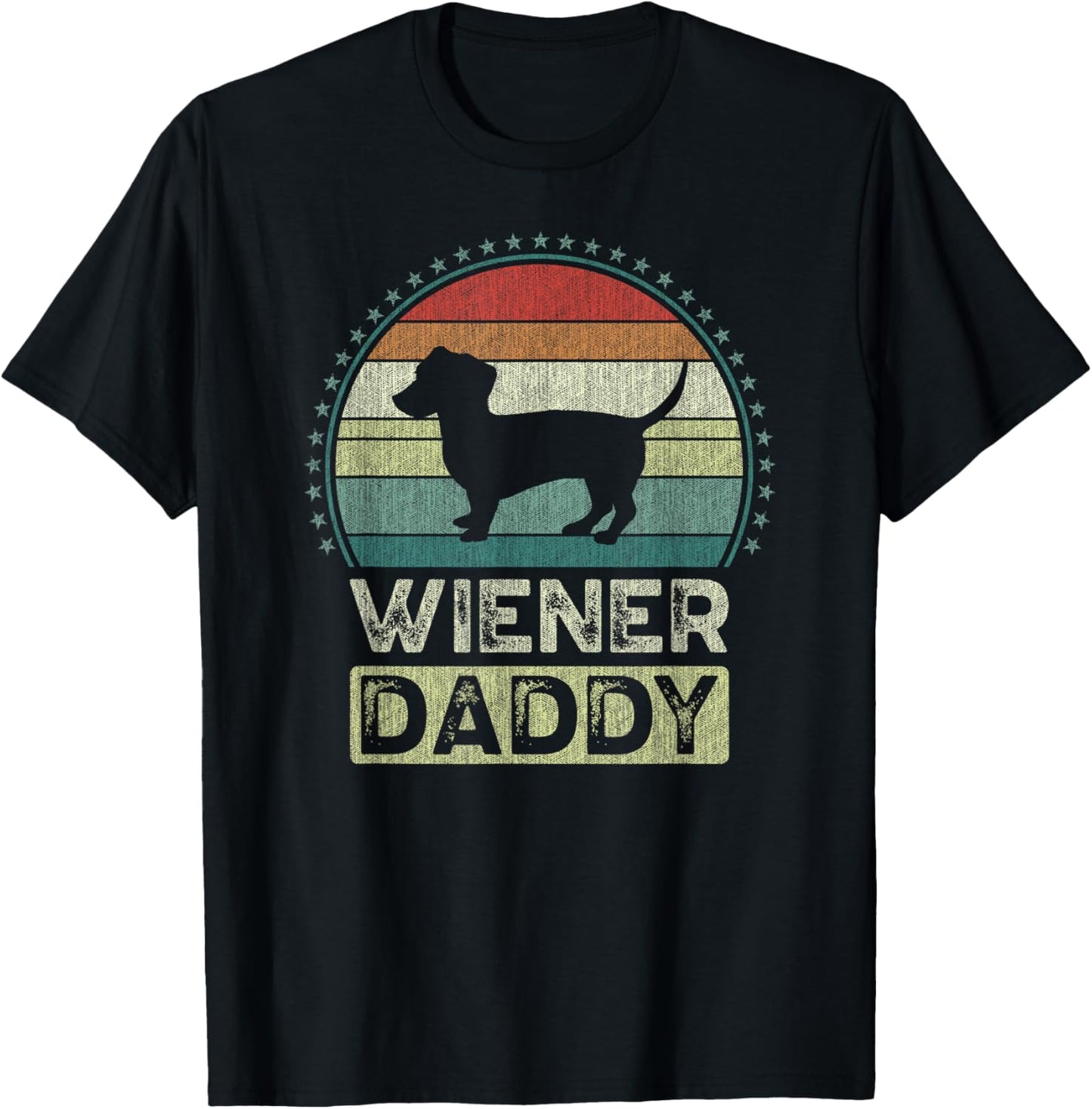 Wiener Daddy, Father's Day, Dachshund Dad T-Shirt - T-Shirt | Black
