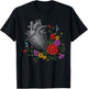 Anatomical Heart And Flowers Funny Men Women Cardiologist T-Shirt - T-Shirt | Black