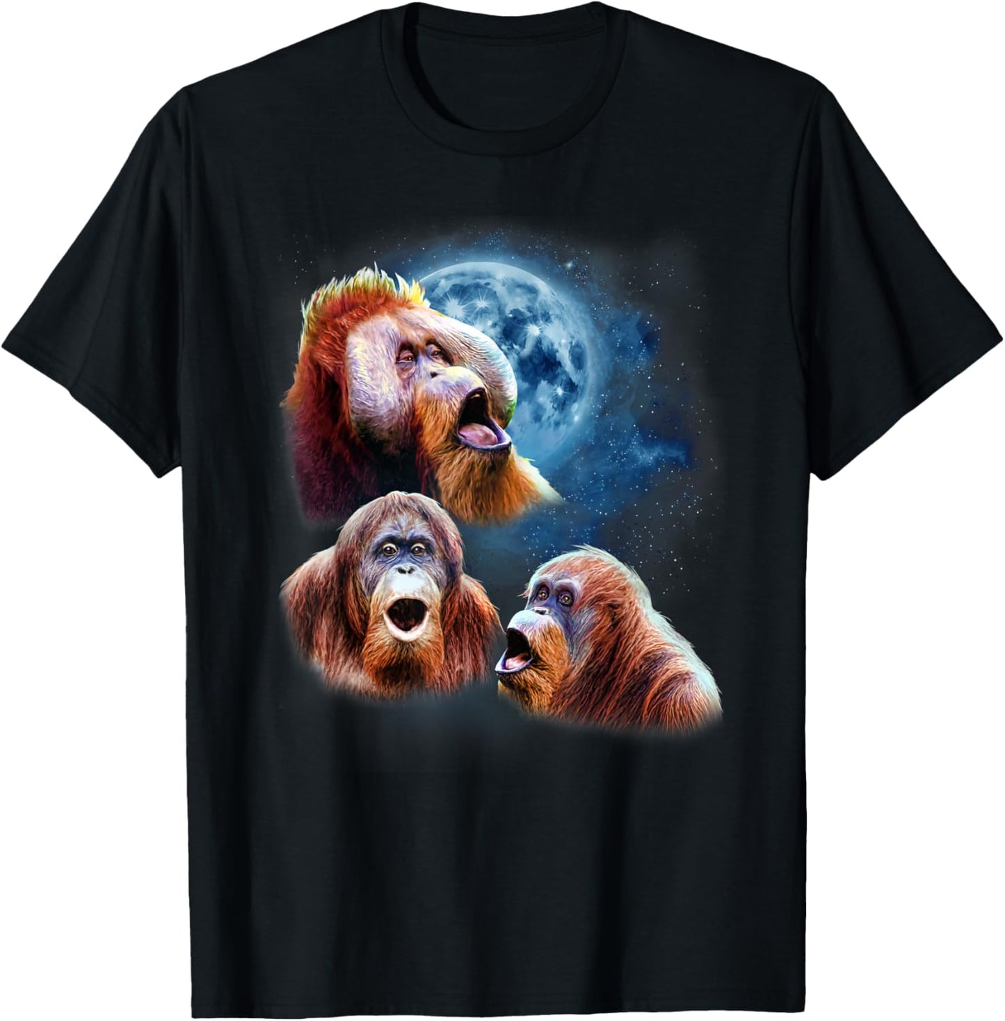 Funny Orangutan Shirt - Orangutans Howling at the Moon T-Shirt - T-Shirt | Black