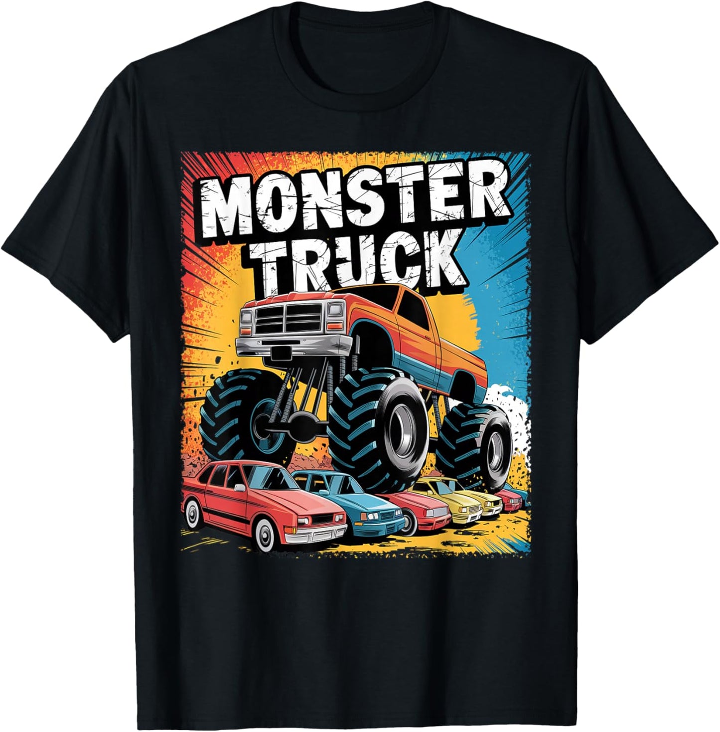 Monster Truck Crushing Cars Apparel for Monster Truck Lovers T-Shirt - T-Shirt | Black