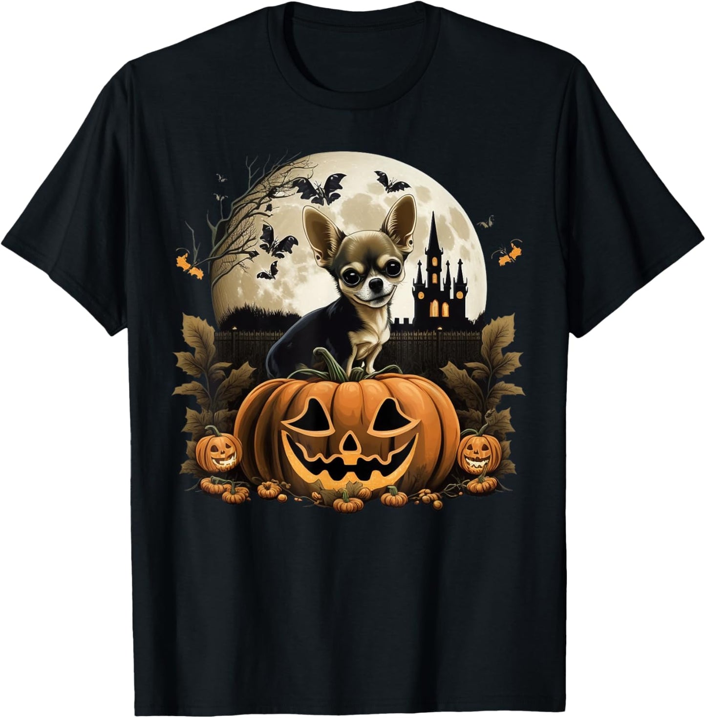 Pumpkin Chihuahua costume on Chihuahua Halloween T-Shirt - T-Shirt | Black