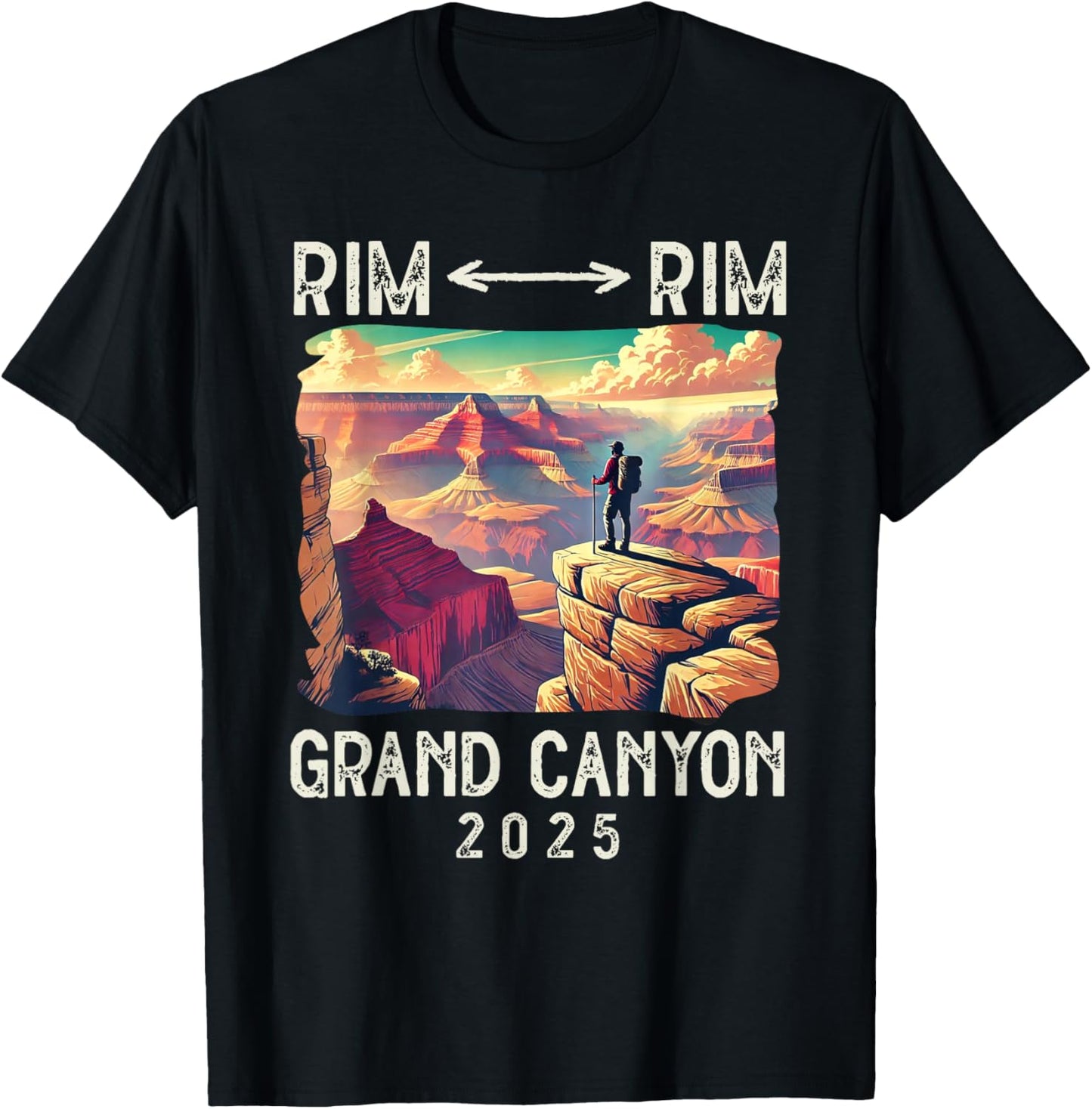 Rim Rim Grand Canyon, I Hiked The Grand Canyon 2025 Vintage T-Shirt - T-Shirt | Black