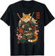 Samurai Cat, Japanese Cat Art Aesthetic, Cat Lover Women T-Shirt - T-Shirt | Black