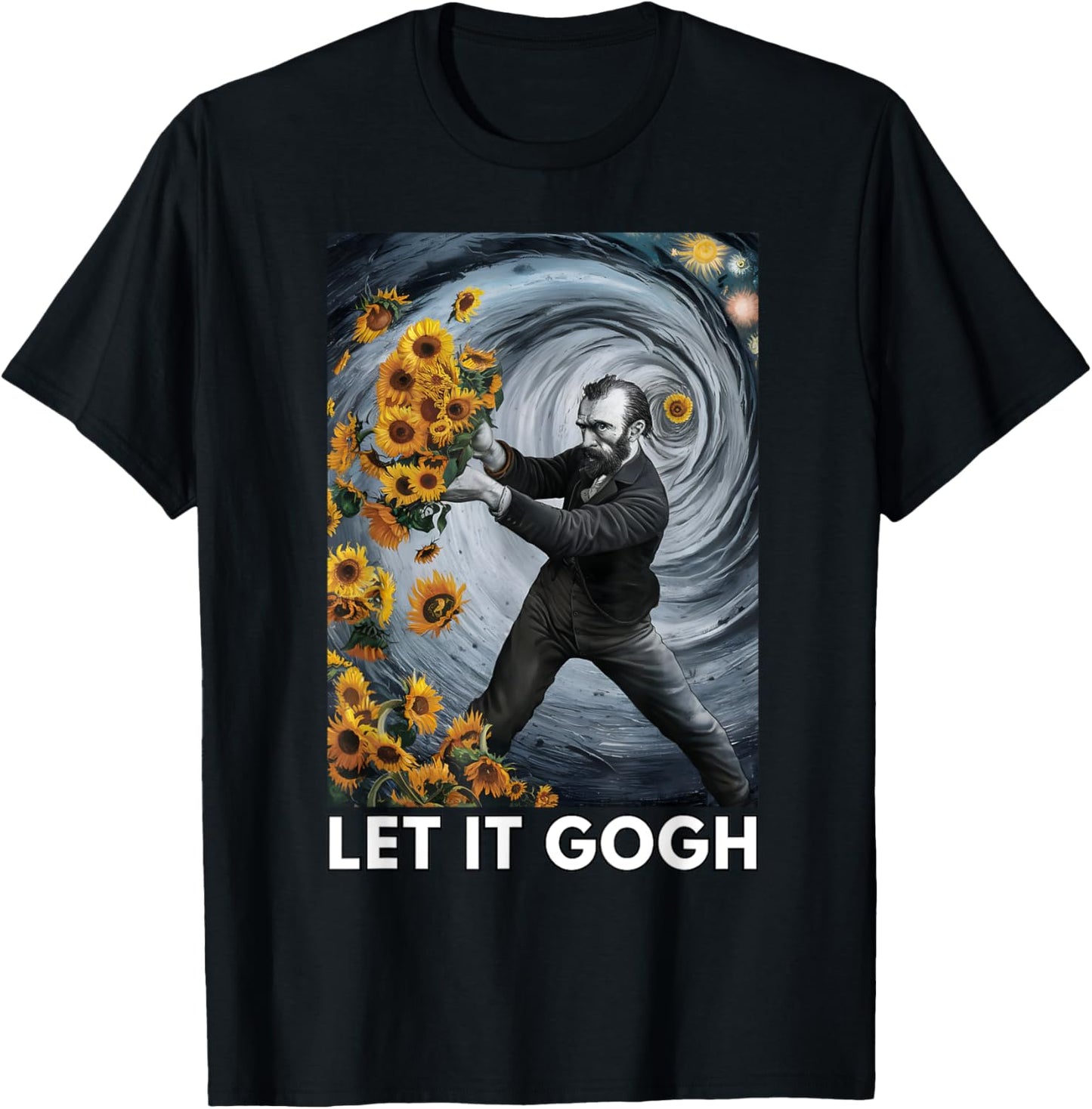 Let It Gogh Vincent Van Gogh Artist Funny Image T-Shirt - T-Shirt | Black