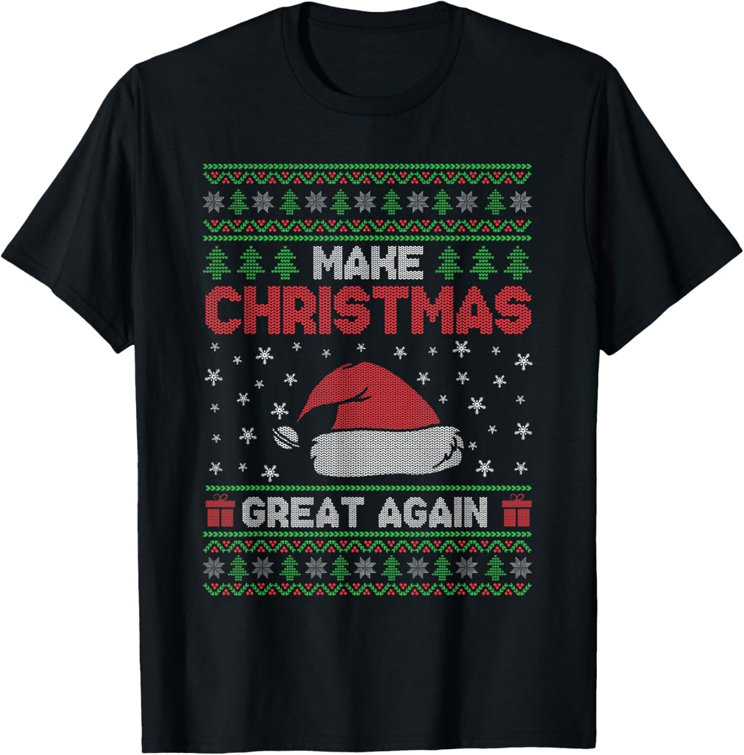 Make Christmas Great Again Funny Holiday Christmas T-Shirt - T-Shirt | Black