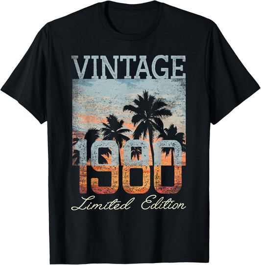 Vintage 1980 Limited Edition 45th Birthday 45 Year Old Gifts T-Shirt - T-Shirt | Black