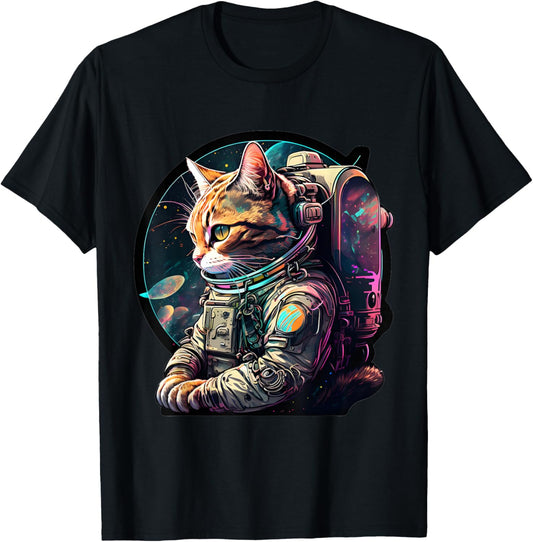 catstronaut Hero Universe Space Cat Astronaut With Spacesuit T-Shirt - T-Shirt | Black