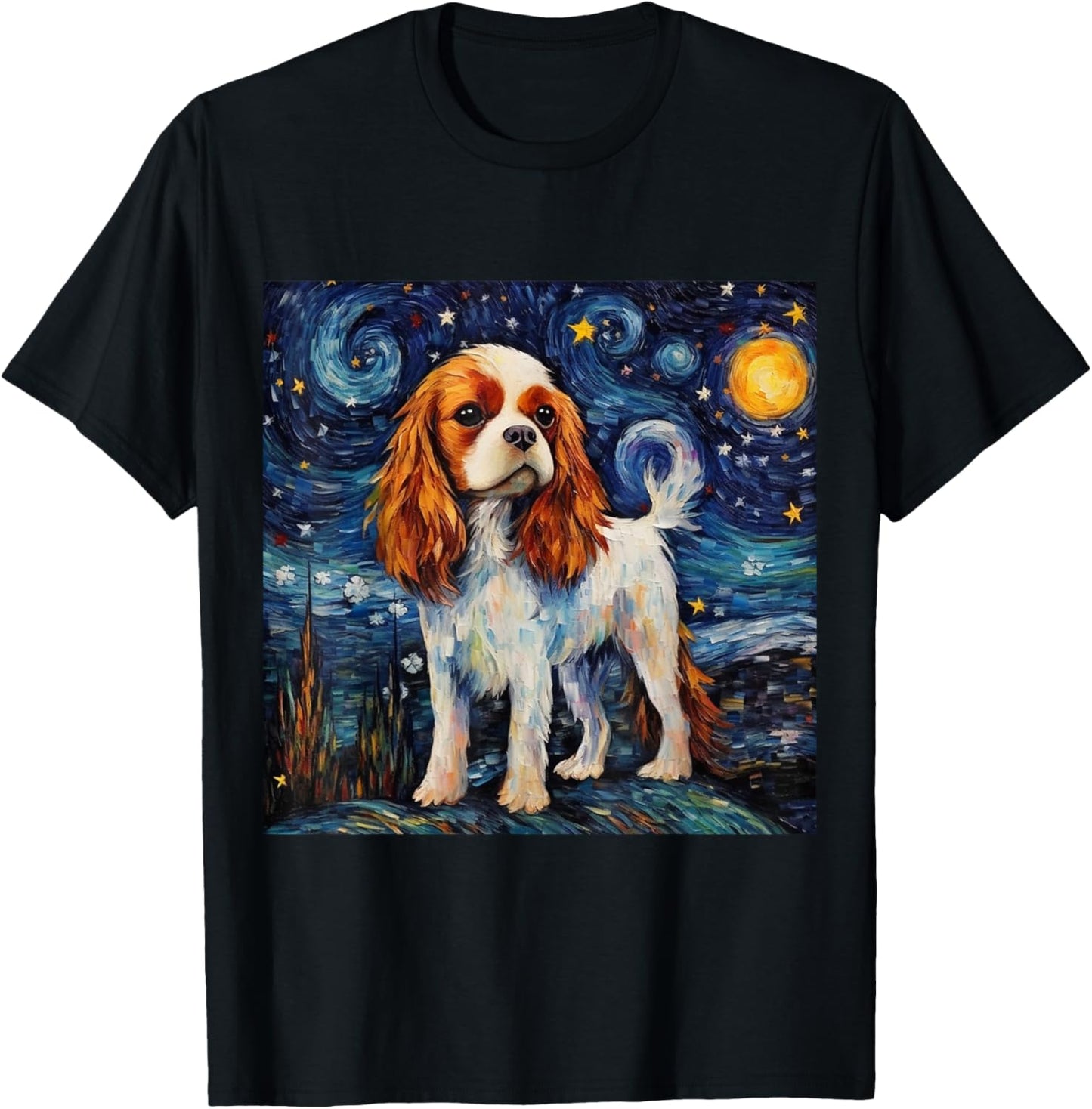 Cavalier King Charles Spaniel Starry Night T-Shirt - T-Shirt | Black
