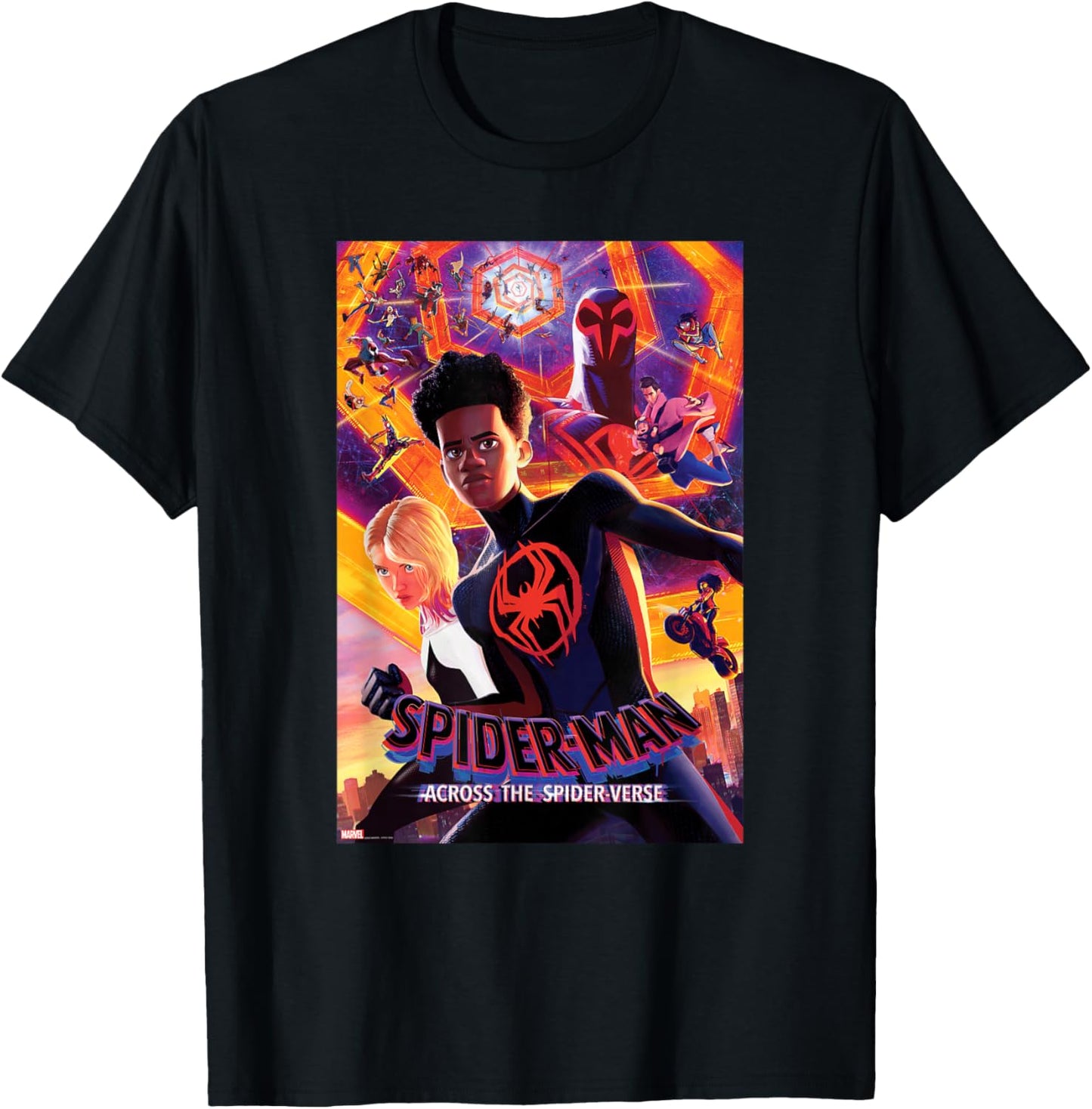 Marvel Spider-Man: Across The Spider-Verse Infinite Spiders T-Shirt - T-Shirt | Black