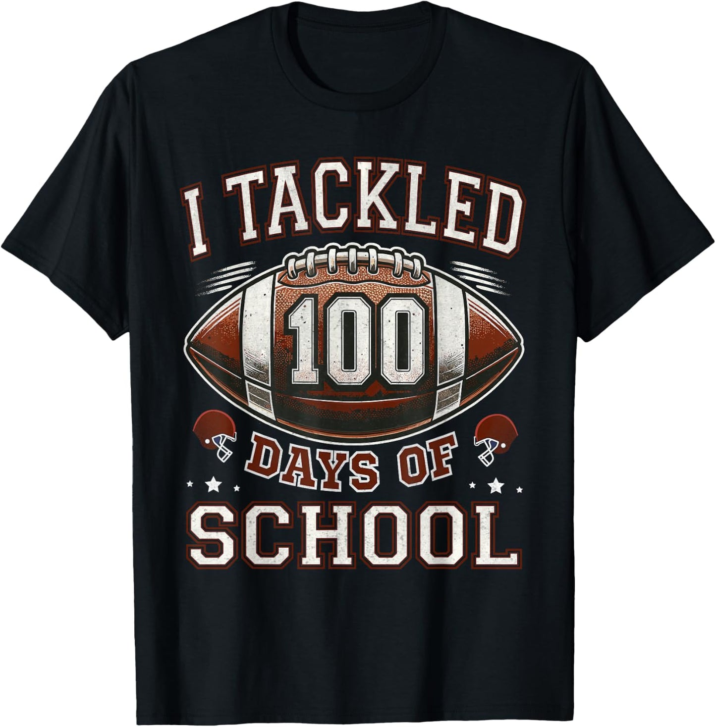 I Tackled 100 Days School 100th Day Football Student Teacher T-Shirt - T-Shirt | Black