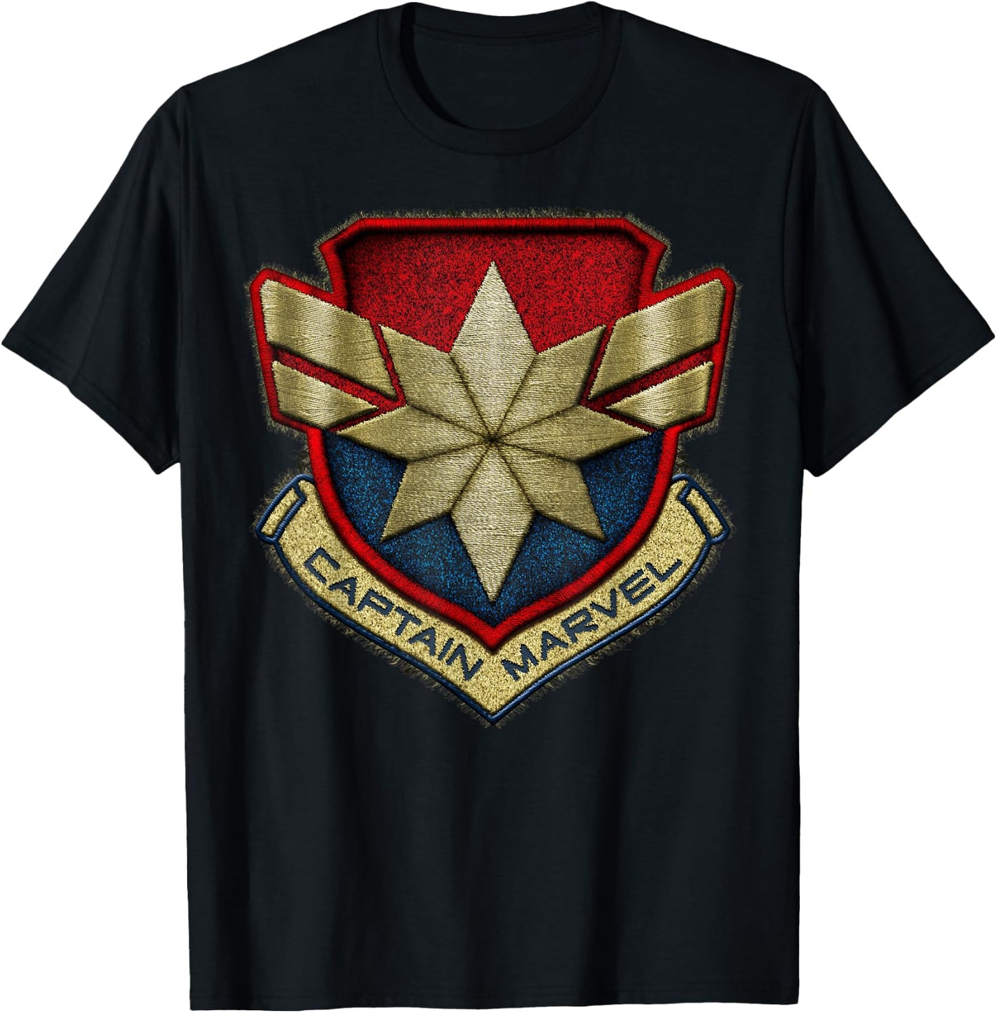 Marvel Captain Marvel Stitch Badge Logo T-Shirt - T-Shirt | Black