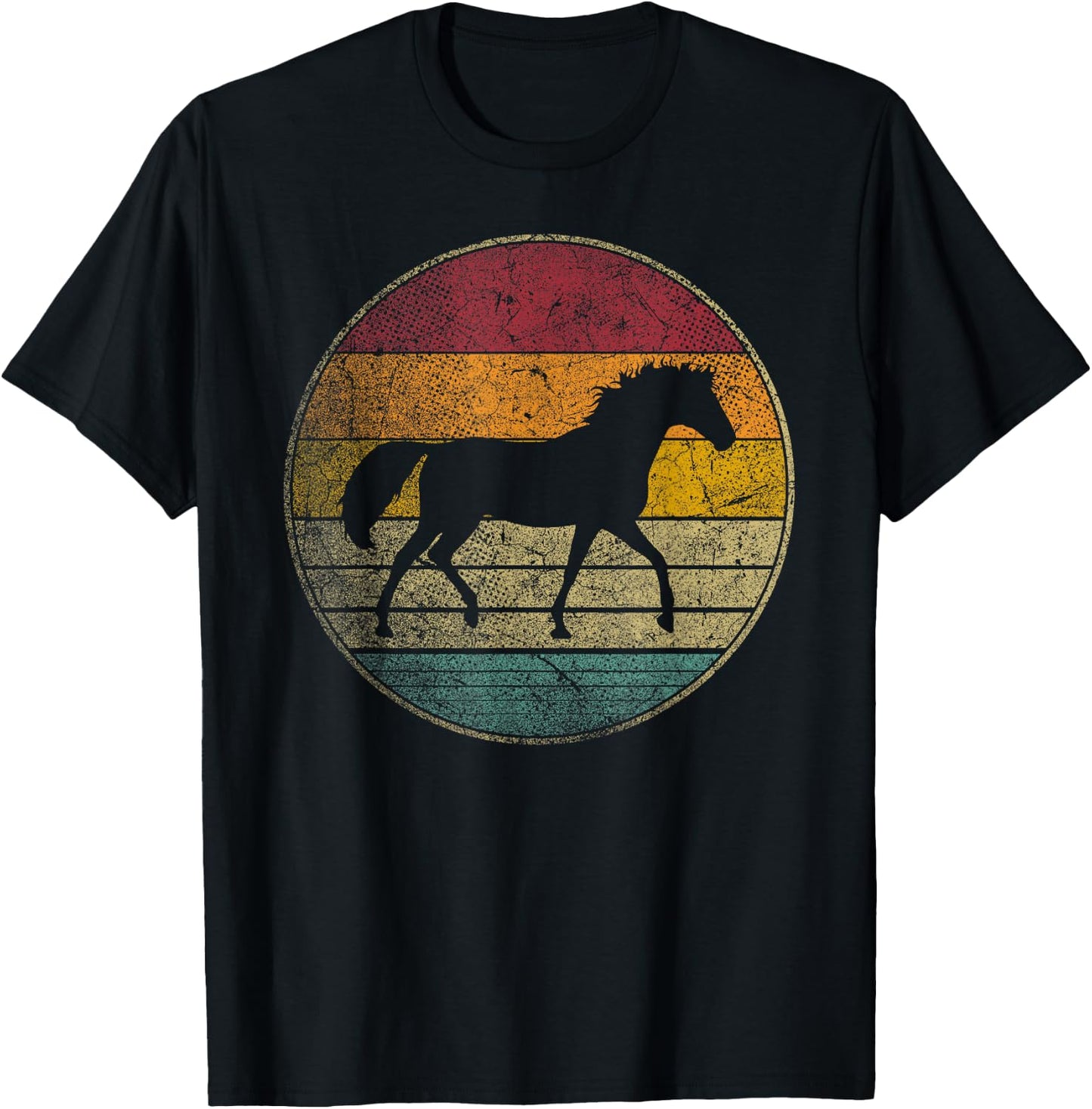 Horse Riding Love Equestrian Girl Vintage Distressed Retro T-Shirt - T-Shirt | Black