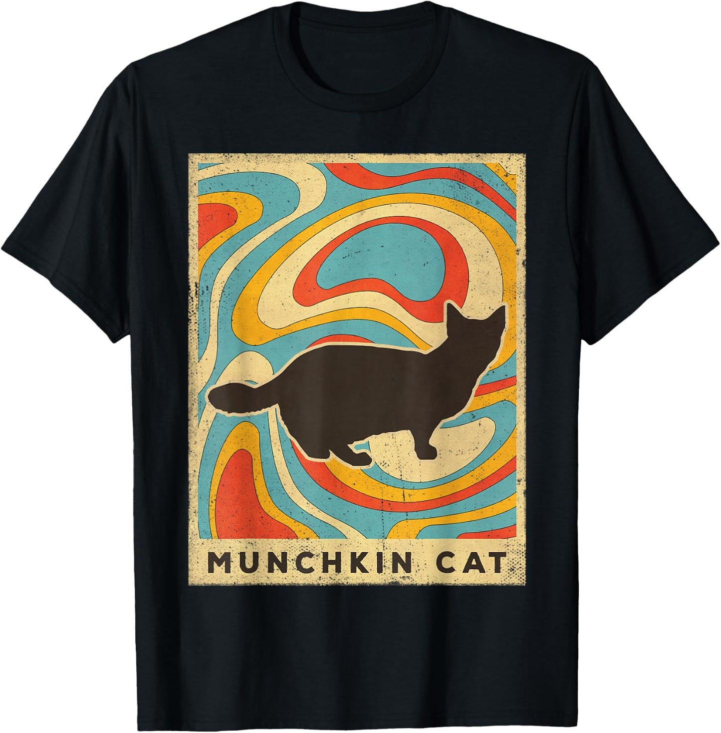 Vintage Munchkin Cat Lover Animal Retro Style T-Shirt - T-Shirt | Black
