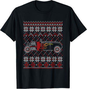 Hot-Rod Racing Ugly Christmas Sweater Vintage Car Tuning T-Shirt - T-Shirt | Black