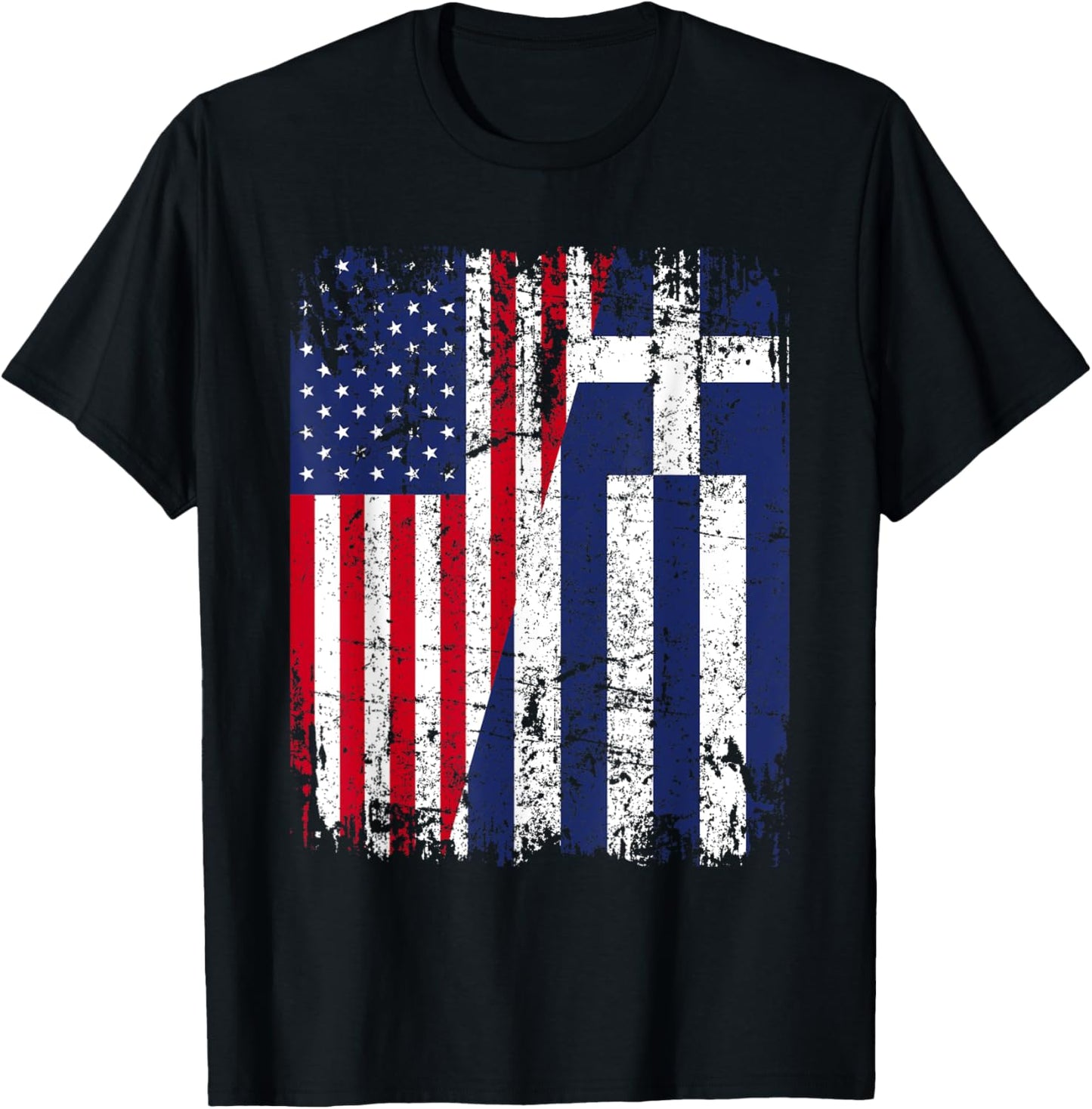 GREEK American Flag | Men Women Kids | GREECE T-Shirt - T-Shirt | Black